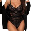 Women Sexy Lingerie Bodysuit Lace Teddy Snap Crotch V Neck